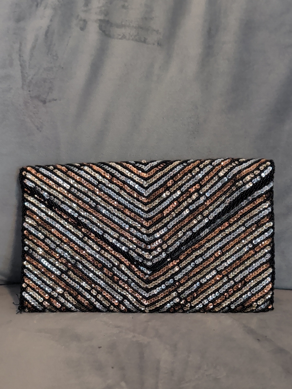 Vintage Sequined Chevron Clutch